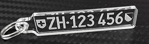 Personalisierter Kontrollschild Schlüsselanhänger mit Auto-Kennzeichen Schweiz